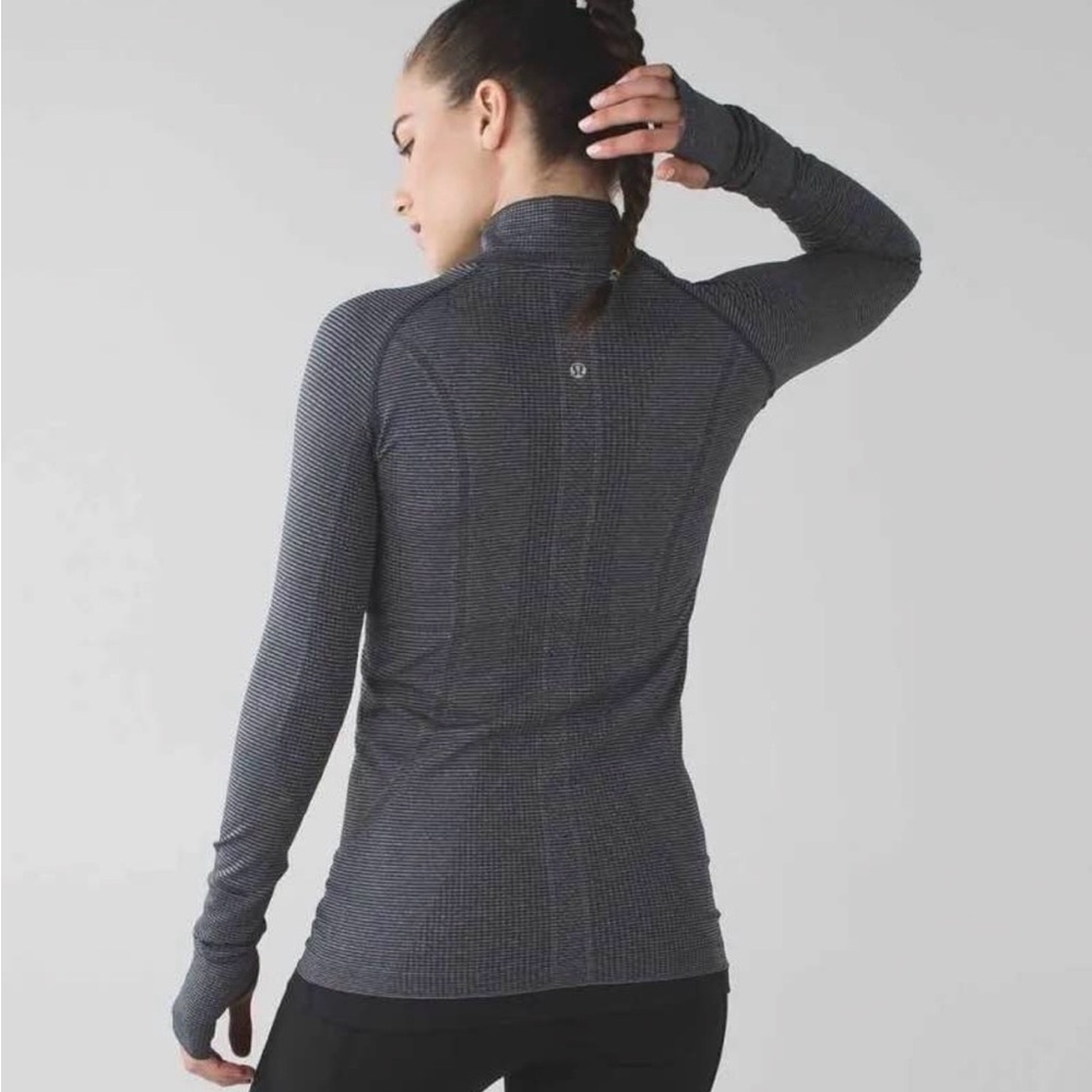 lululemon athletica Women's Long Sleeve Zip Mock Top in Heather Charcoal